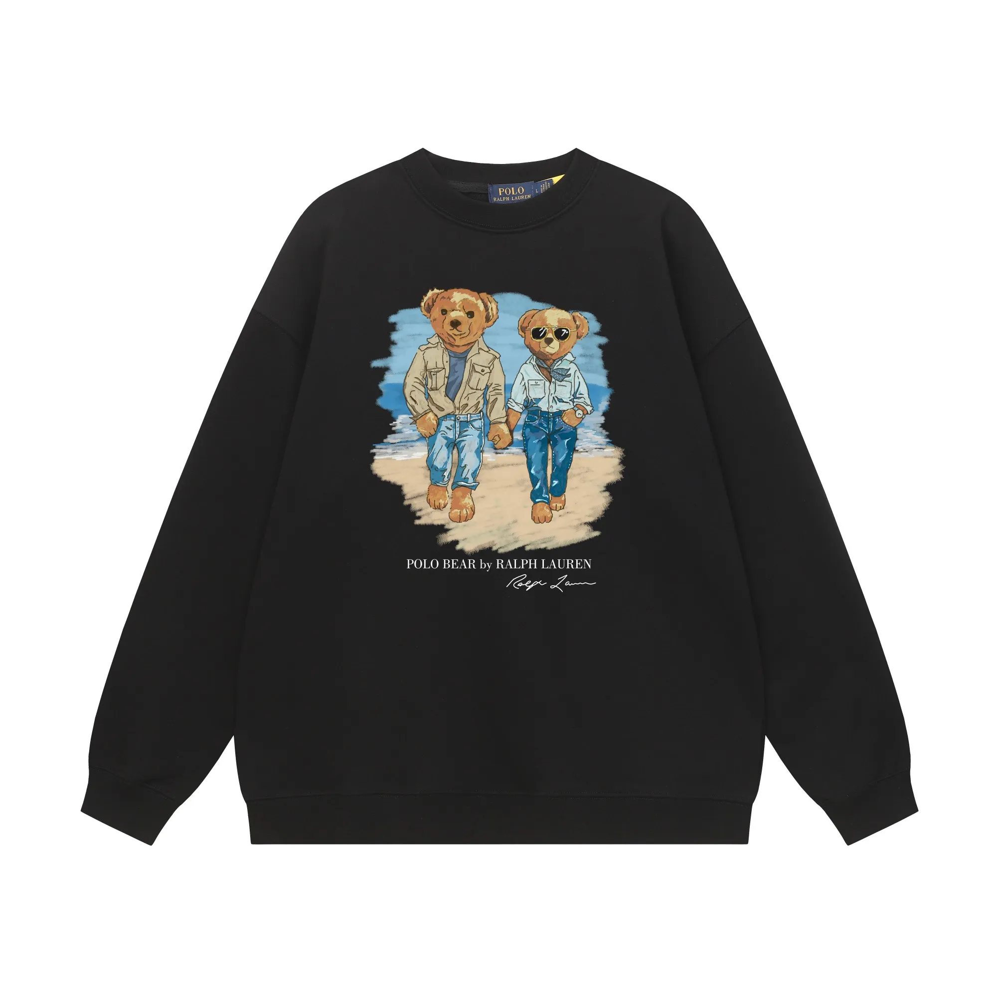 P200 Long-term stock] RalphLauren/Ralph Lauren 2025 autumn and winter new bear letter print 420g heavy large terry sweatshirt Ralph Lauren's age-reducing item, the coat fabric is made of 85% cotton ➕15% polyester, which not only retains the softness, comfort and breathability of cotton, but also adds the wear resistance and wrinkle resistance of polyester fiber, making the clothes more durable and easy to care for. Even in slightly cooler weather, you won't feel stuffy when wearing it. This kind of fabric has a natural crisp feel and is not easy to pill or deform. The bear on the chest is printed with English letters. It is full of color, full of three-dimensionality, and lifelike, adding a bit of liveliness and interest to the whole sweatshirt. There is no pressure to dress, regardless of age or gender. Complete accessories! Color: black, white, navy blue, light floral gray Size: M-L-XL-XXL